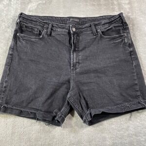 Silver Jeans Shorts Womens Size 18 Black 6" Sure Thing Long‎ Denim Frayed Casual